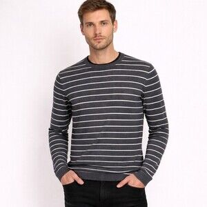 Theory Full stop merino sweater mens gray striped Size XL